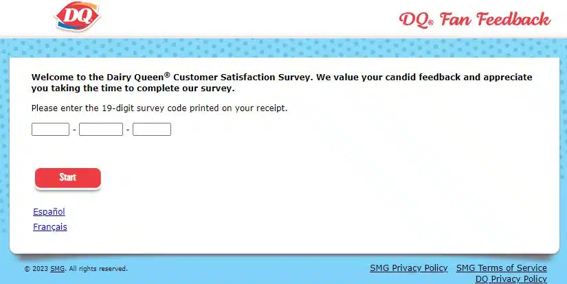 Dairy Queen Feedback on www.dqfansurvey