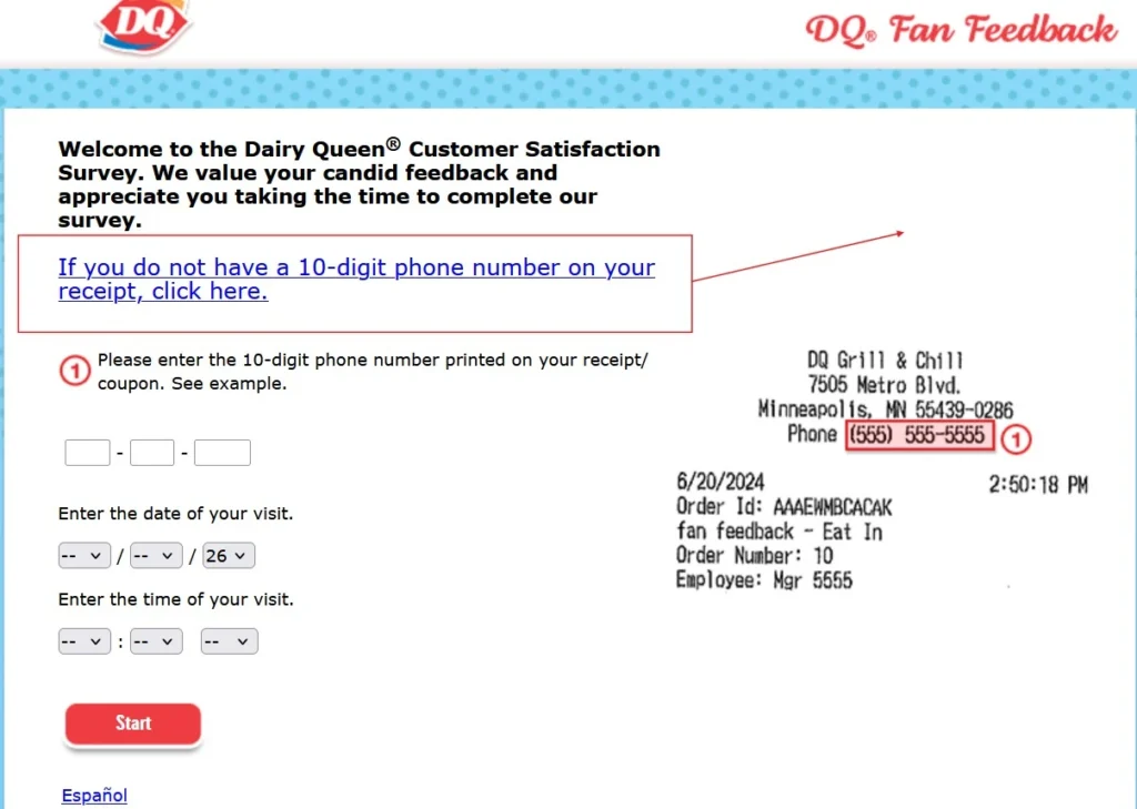 www.dqfanfeedback.com 10 digit phone number