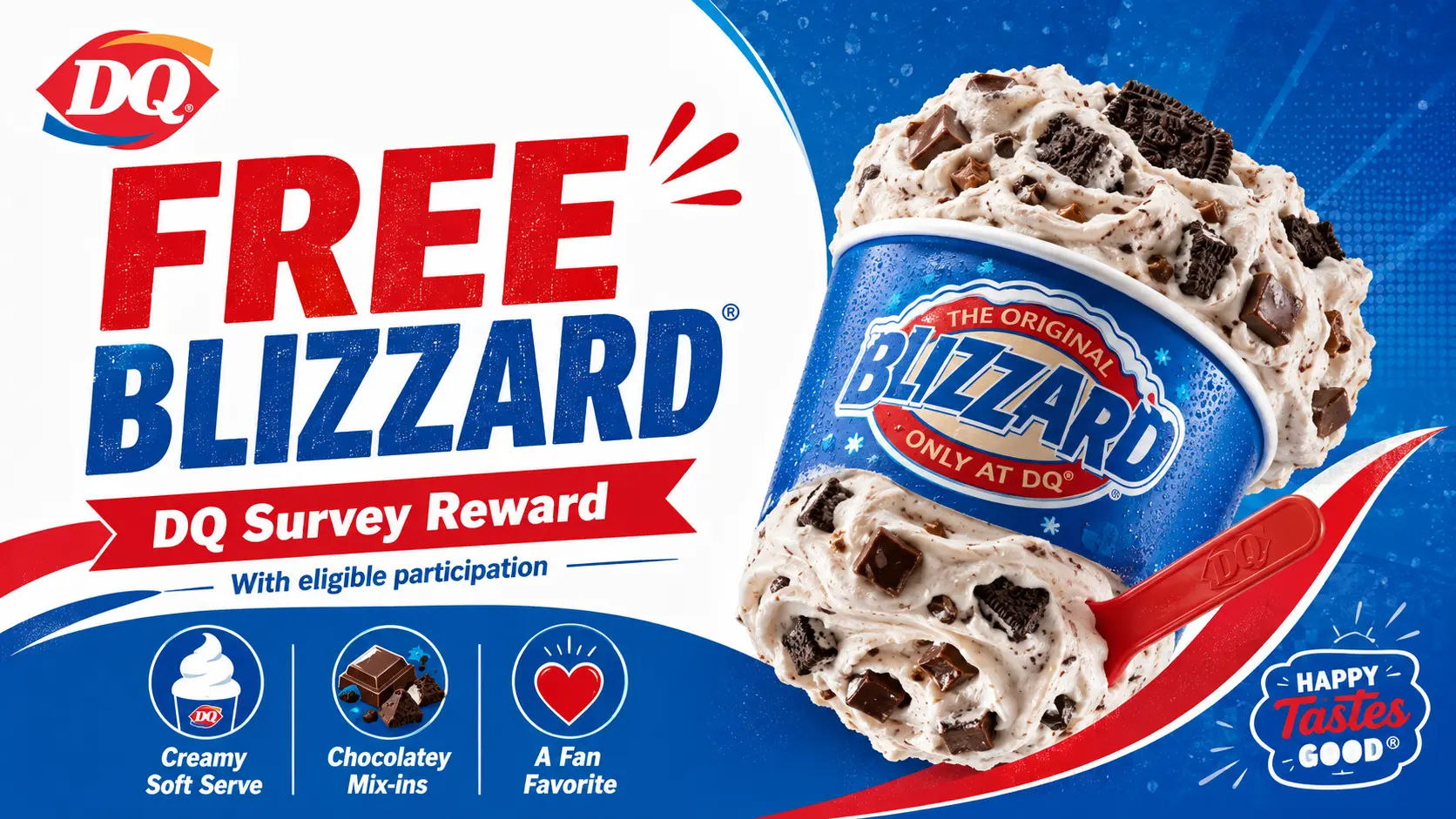 Illustrative Free Blizzard Dairy Queen survey reward graphic
